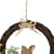 12" Floral Grapevine Spring Easter Wreath with Rabbit